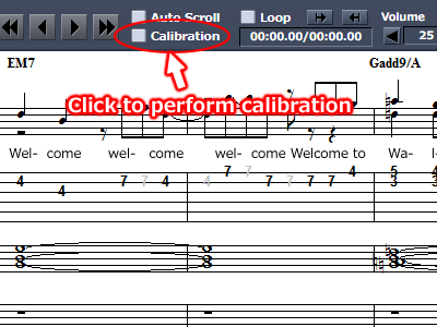 Kalibrierungsbedienfeld von 'Score Viewer'