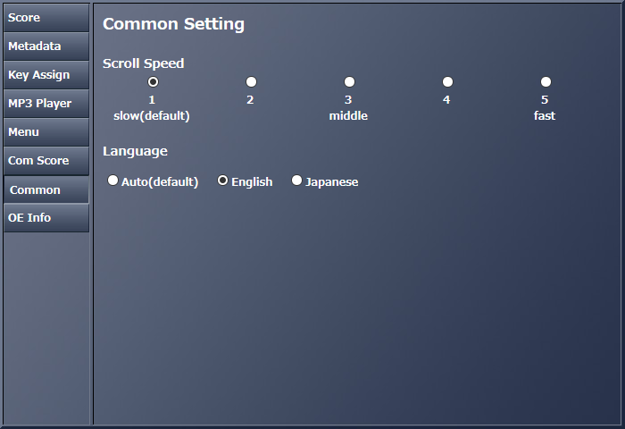Configuração comum do 'Score Viewer'