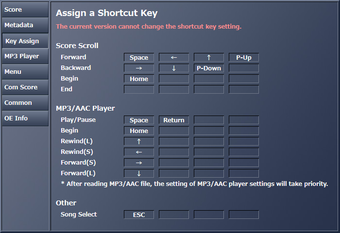 Attribuer une touche de raccourci de Score Viewer