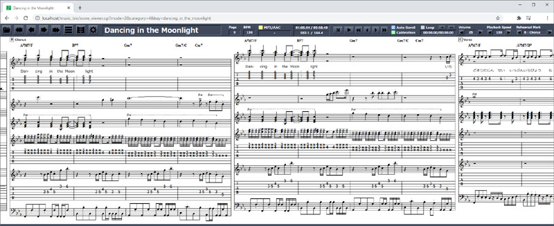 Écran d'affichage de la partition musicale de Score Viewer
