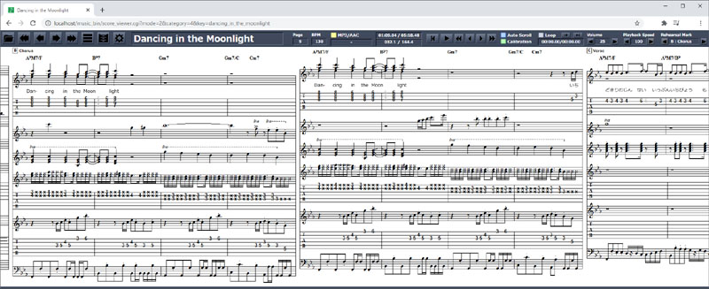 Musikpartitur Anzeigebildschirm von 'Score Viewer'